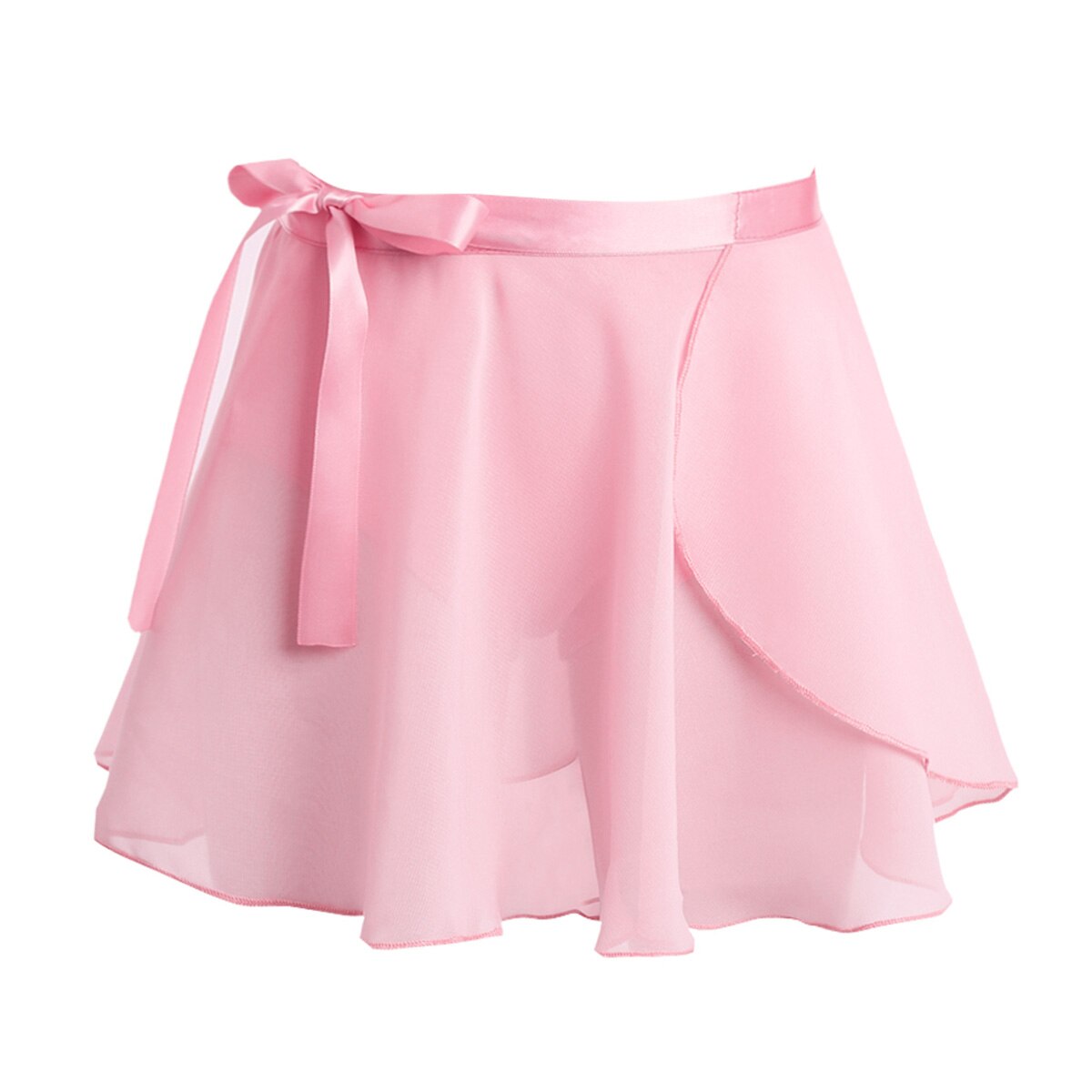 IIXPIN-Falda envolvente de Ballet para niñas, falda tutú básica clásica de gasa con lazo en la cintura: Pink / L