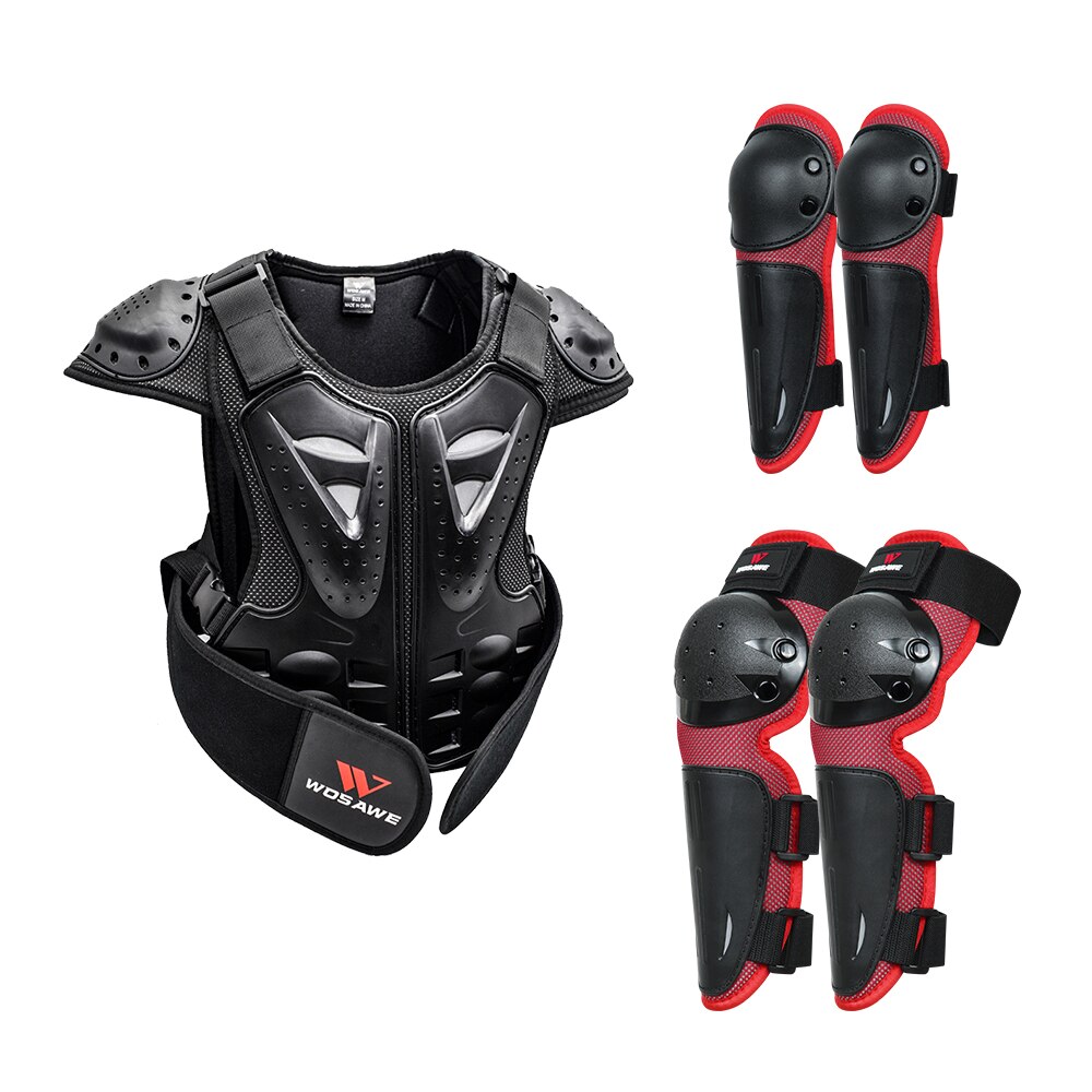 WOSAWE Kids Chest Spine Protector Protective Guard Vest Motorcycle Jacket Child Armor Gear Motocross Skating Knee Protector