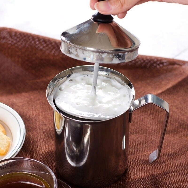 Filbake Doppel Schäumer Milch Shaker Cappuccino Pumpe Schäumer Edelstahl Hand Schäumende Maschine Melken Für Bubbler Kaffee Gerät