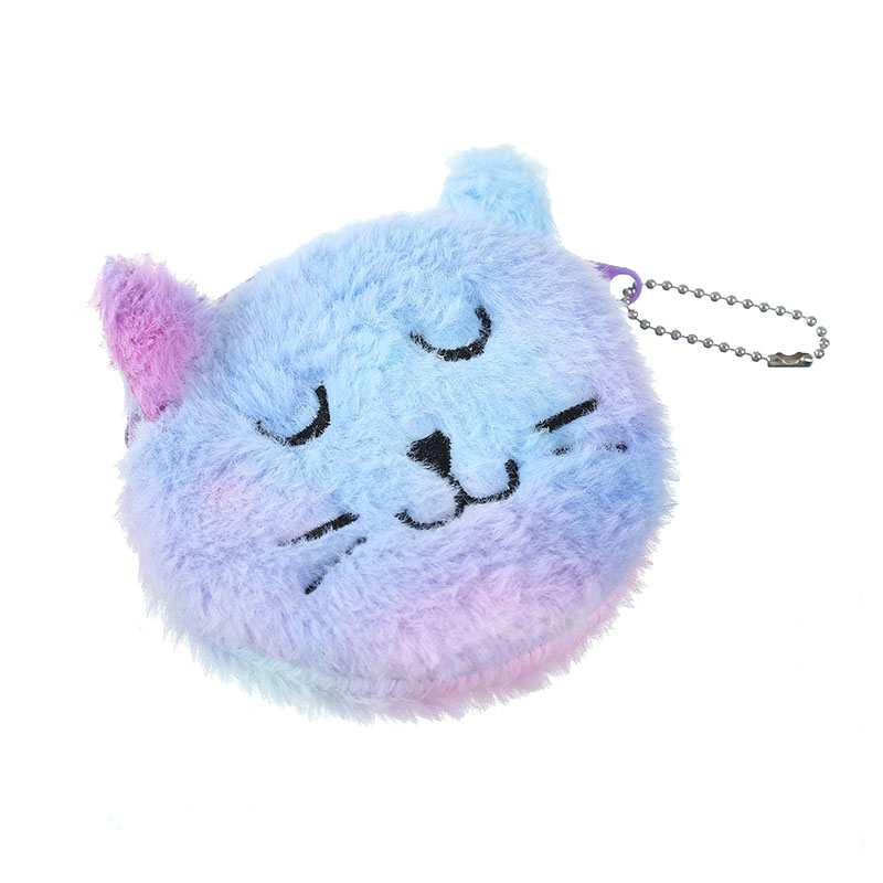 Sød pige enhjørning møntpung kat øretelefon taske kortholder børnebroderet plys pung taske nøgle hovedtelefon taske: Stil 5 lilla