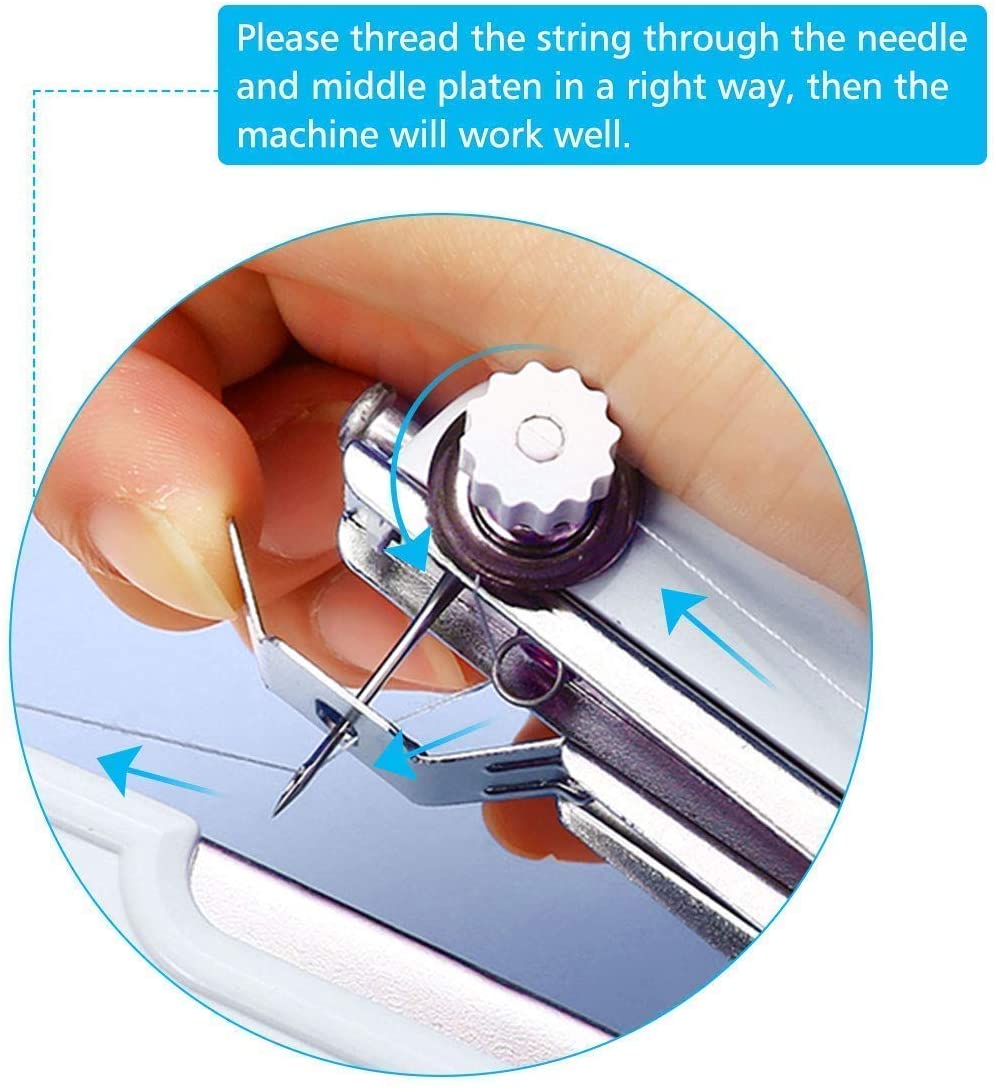 Mini Portable Sewing Machine Handheld Cordless Quick Clothes Stitch for Home Travel