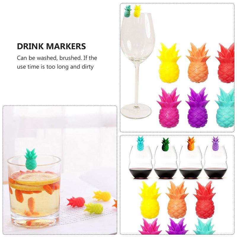 18pcs Pineapple Shape Wine Glass Markers Silicone Wine Identifier Cup Marker
