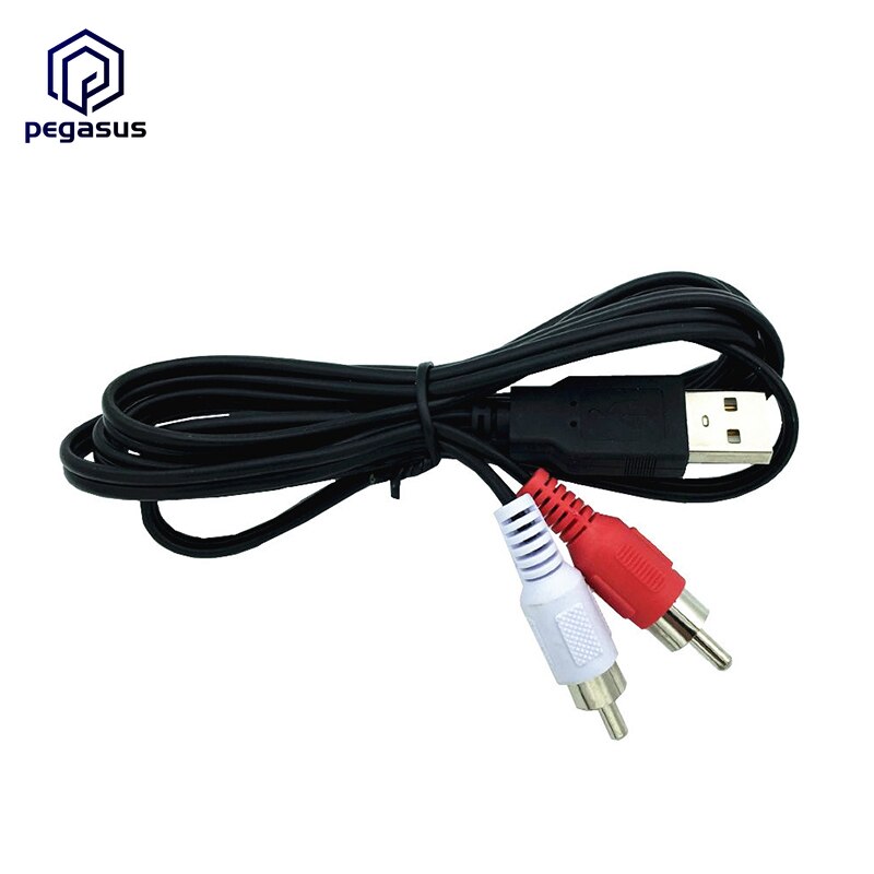 1.5M Usb 2.0 A Male Naar 2RCA Phono Av Kabel Lead Pc Tv Aux Audio Video Adapter: Default Title