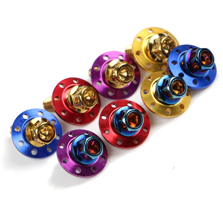 Tornillo de guardabarros modificado para coche eléctrico de motocicleta, horquilla plana, tornillo de color de acero inoxidable, almohadilla de tapa de brida hexagonal exterior M6