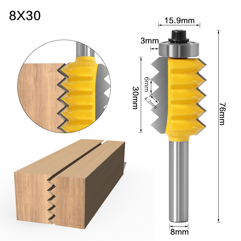 1Pc 8Mm Schacht Frees Houtsnijwerk Vinger Gezamenlijke Lijm Frees Raised Panel V Joint Router Bits houten Pen Houtwerk: 02