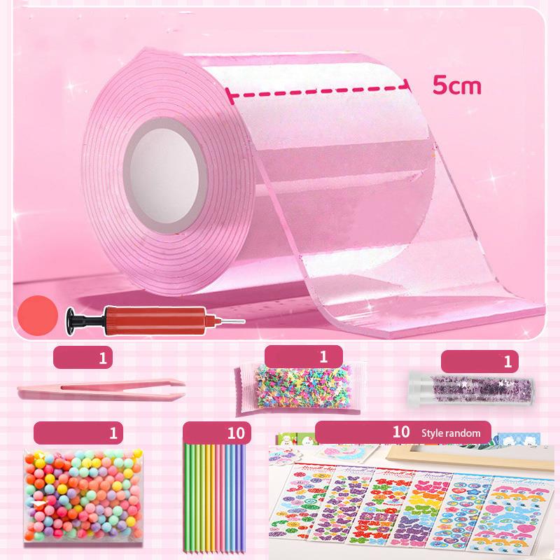 DIY artesanía pellizco juguete hacer juego de cintas de burbujas soplables sin marcar adhesivo de doble cara reutilizable Color Kit de Nano cinta adhesiva alta: Marrón