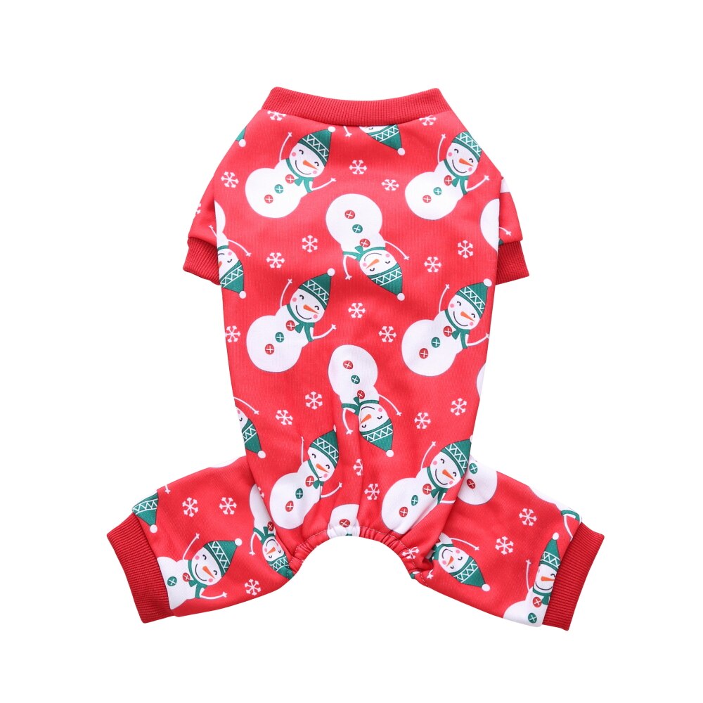 Venta de lindos pijamas para perros, mono pequeño para mascotas, estampado de muñeco de nieve, sueño reparador, ropa de , divertida ropa de Navidad, disfraz de Chihuahua rojo: L