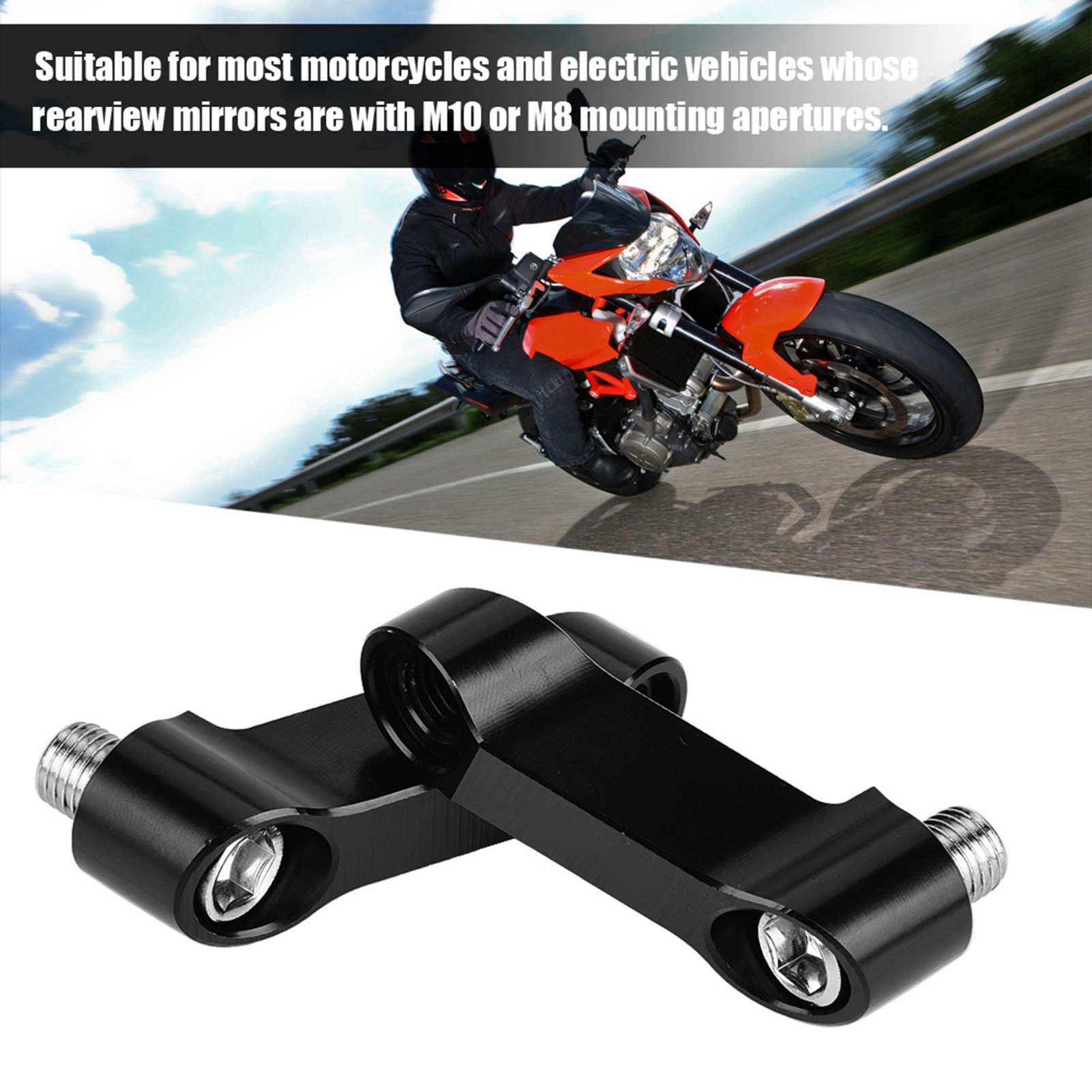 2 Stuks Motorfiets Achteruitkijkspiegels Uitbreiding Universele Adapter Aluminium Basis Schroef Beugel Motor Accessoires