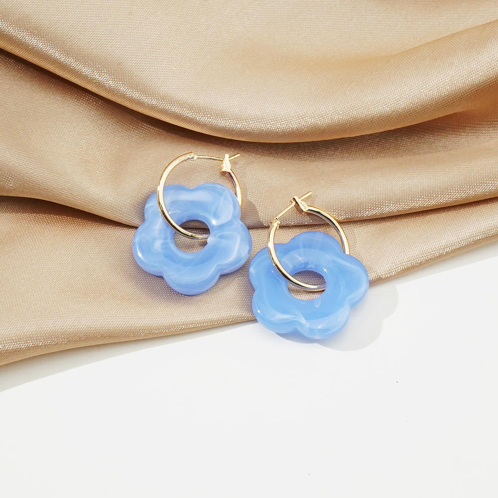 ES 2022 pendientes colgantes de resina de flores acrílicas coloridas círculo hueco para mujeres niñas joyería minimalistas pendientes colgantes