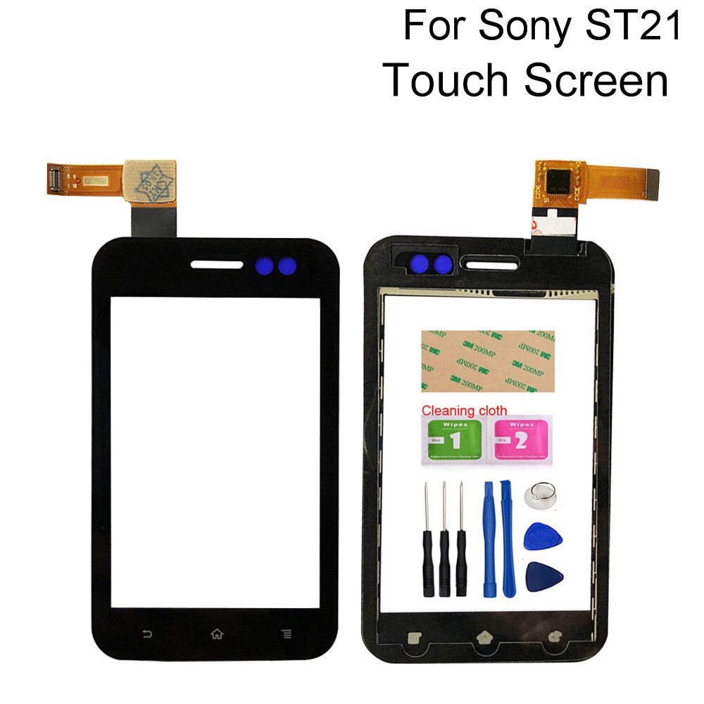Pantalla táctil de 3,2 pulgadas para Sony Xperia Tipo ST21i ST21, Panel de Sensor de lente de cristal frontal, herramientas adhesivas de