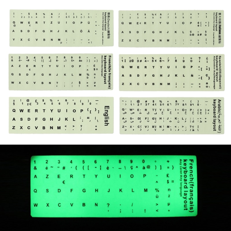 1 Pc Waterdichte Fluorescerende Toetsenbord Stickers Lichtgevende Toetsenbord Beschermende Film