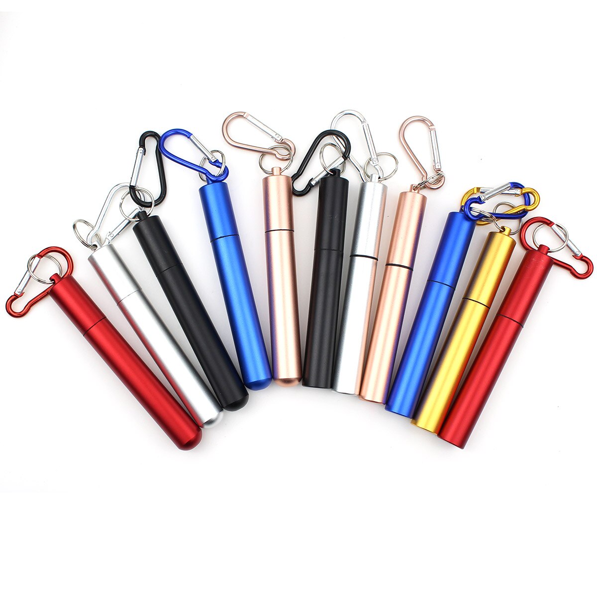10Set Portable Stainless Steel Telescopic Drinking Straw For Travel Reusable Collapsible Metal Straw With Case And Brush