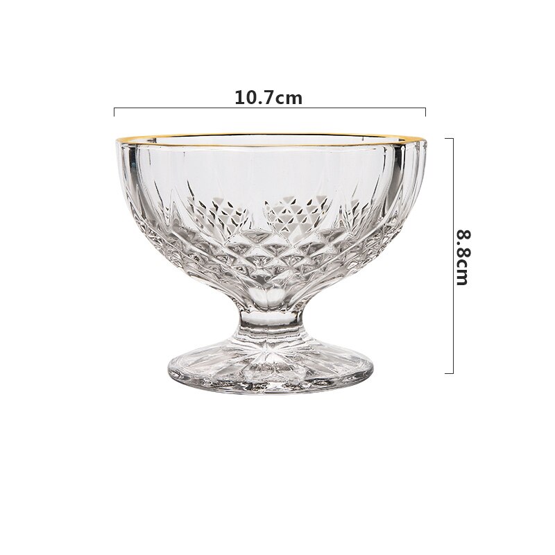 Taza para helado de vidrio con encaje de phem , taza transparente con cristal de arena para postre, taza para ensalada, batidos de frutas, té, Copa familiar: A-4