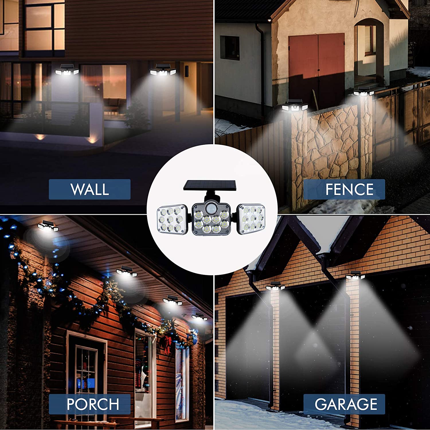Solar Led Light Outdoor Waterproof Motion Sensor Solar Garden Lights 3 Heads Powerful Outdoor Lighting Solar Energy Wall Lamp