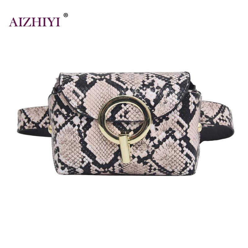 Schlange Druck Gürtel Schulter Crossbody-tasche Frauen Serpentin PU Leder Taille Taschen Weibliche Fanny Pack