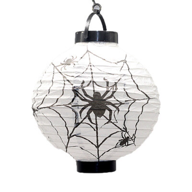 LED lanterne en papier illuminée avec des lumières Halloween citrouille crâne horreur lanterne lampe suspendue pour la maison jardin Halloween décor: B