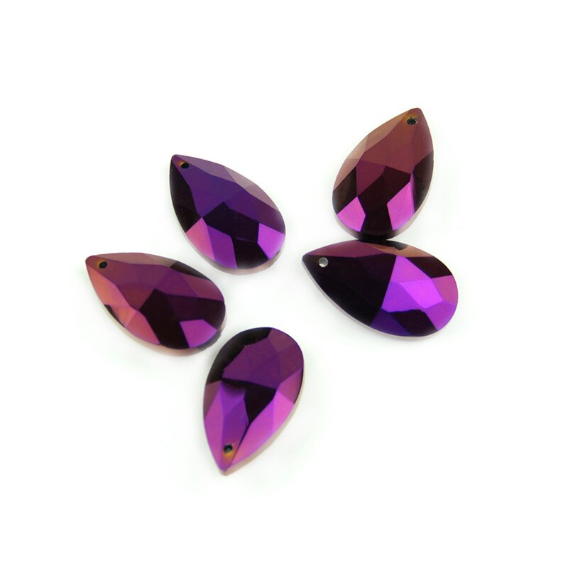 Coating Purple Color 10 Pieces 38mm Crystal Teardrop Prism Feng Shui Glass Parts Hanging Pendant Lighting Accessories