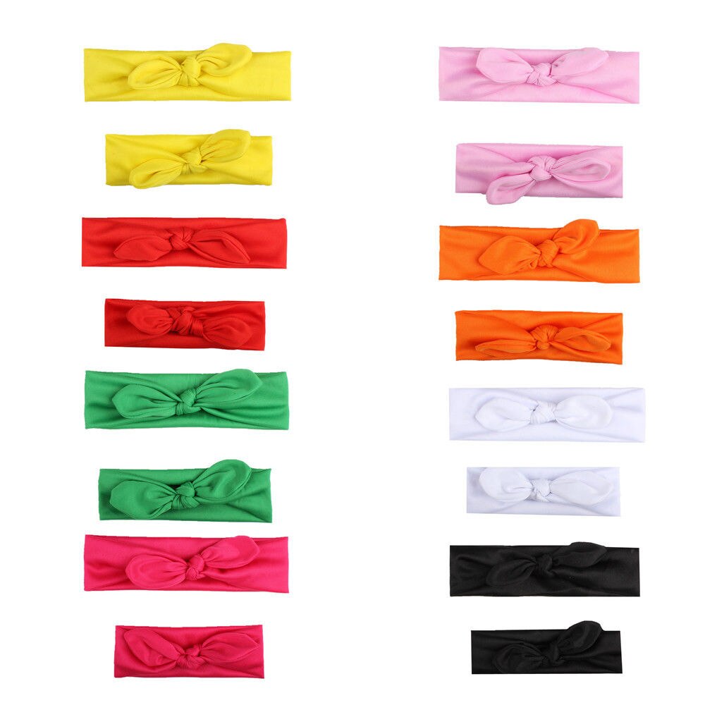 Neue 2Pcs Mama Baby Mädchen Elastische Bogen Verknotet Turban Haarband Stirnband Headwear Feste Bowknot Stirnband