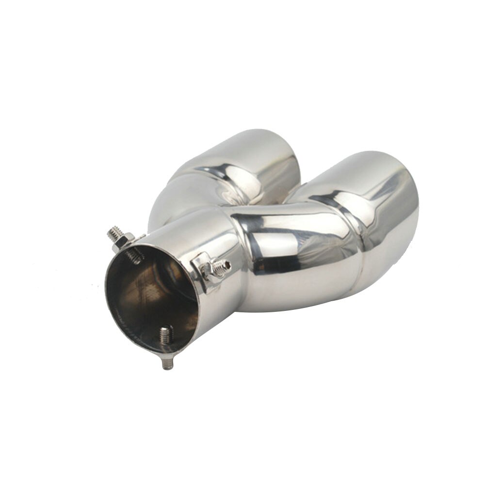 Car Exhaust Pipe Universal Double Outlet Car Muffler Tip Stainless Steel Chrome End Trim Modified Tail Throat Liner Pipe 63mm