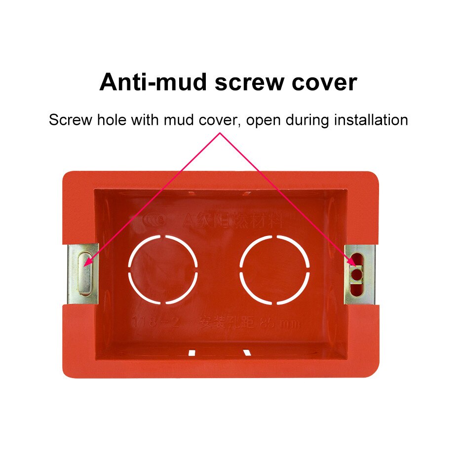 US Standard Wall Mounting Box 99mm*64mm Internal Mounting Box Red Cassette for 118mm*72mm Standard Wall Switch Socket