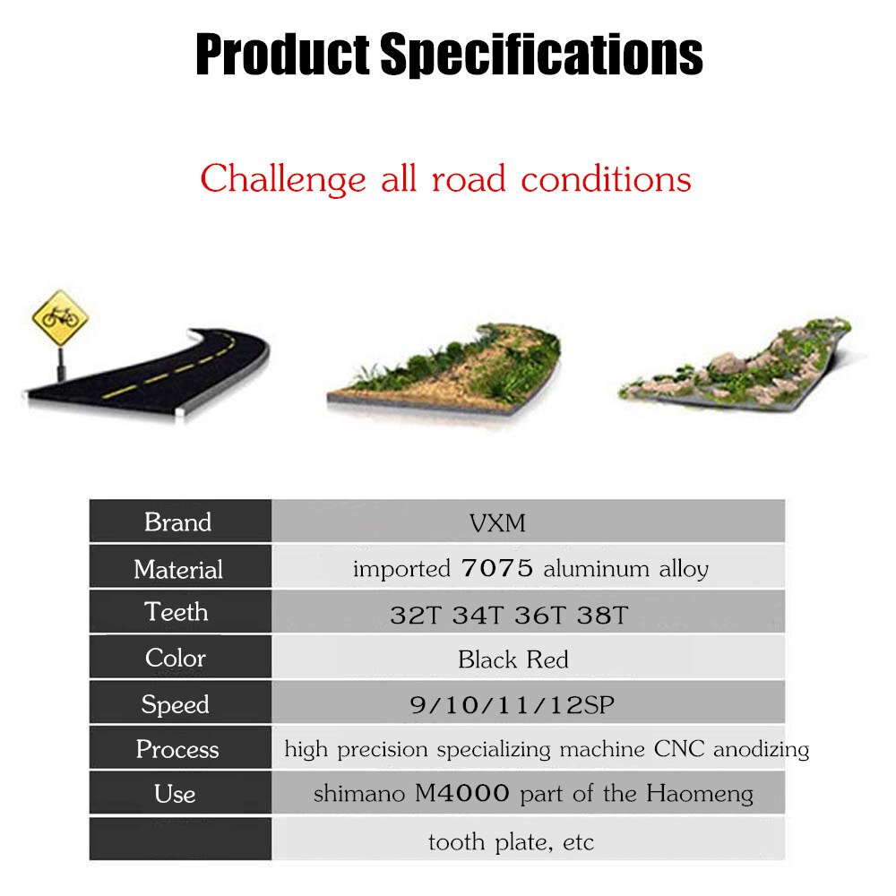 Vxm ronde 96 bcd kettingblad mtb fiets 32t 34t 36t 38t crankstel tandplaat onderdelen voor shimano  m4000 onderdeel van de haomeng tandplaat