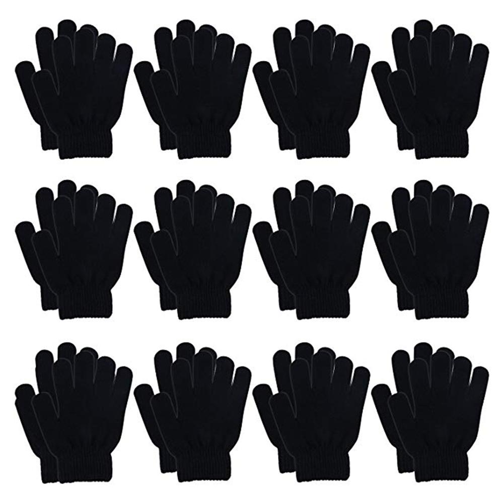 12 Pairs Van Kinderen Warme Magische Handschoenen Tiener Winter Buiten Spelen Skiingstretch Gebreide Handschoenen Jongen Meisje Gebreide Handschoenen: Default Title
