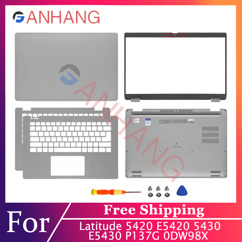 Full Housing Kit for Latitude 5420 E5420 14" Laptop - LCD Top Cover, Back Cover, Front Bezel, Bottom Case for 0DW98X 063DTN