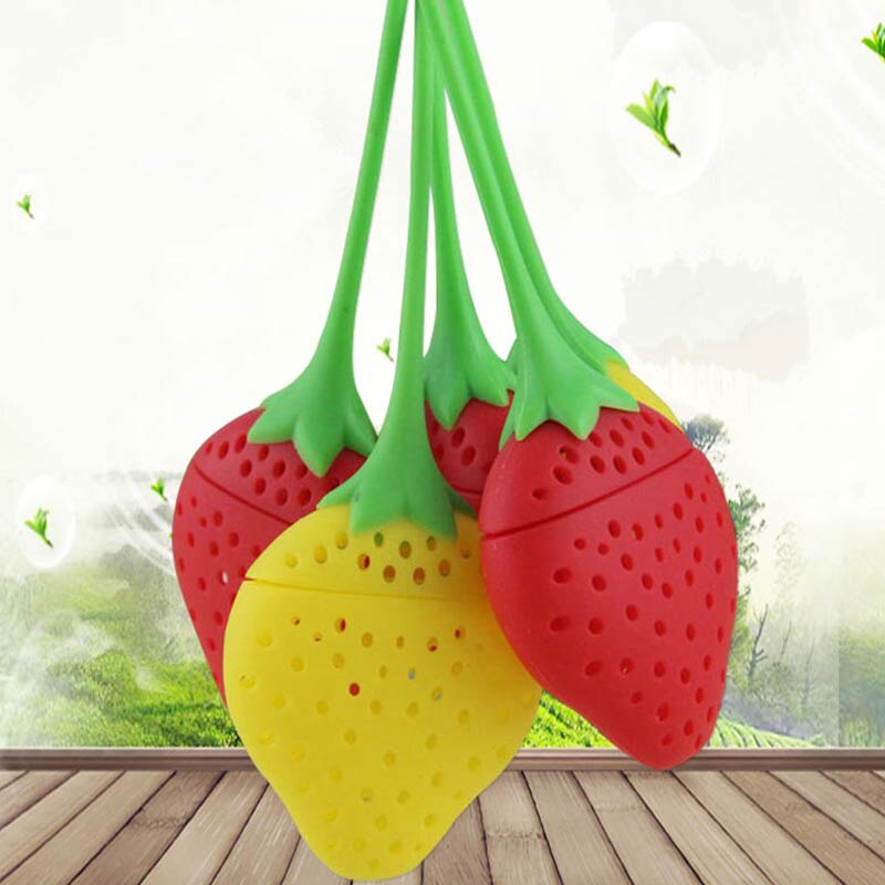 Infusor de té de silicona con forma de fresa, 1 Uds., colador de té, suministros de cocina, accesorio para tetera no tóxico