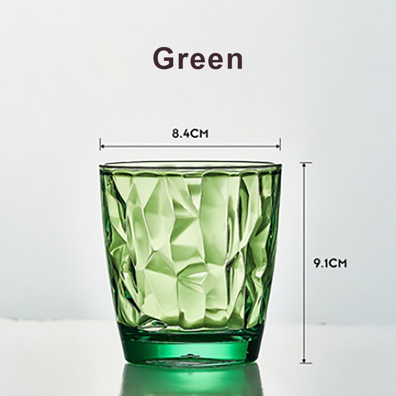 300ml Transparent Cups Acrylic Tumbler Plastic Beverage Juice Ice Tea Drinking Cups Reusable Unbreakable Glassware Kids: Green 02