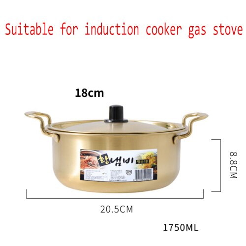Ensemble de pots à soupe or en alliage d'aluminium, Pot à lait antiadhésif, cuiseur à salade, bol à nouilles instantanées, outils de cuisine: upgrade18cm