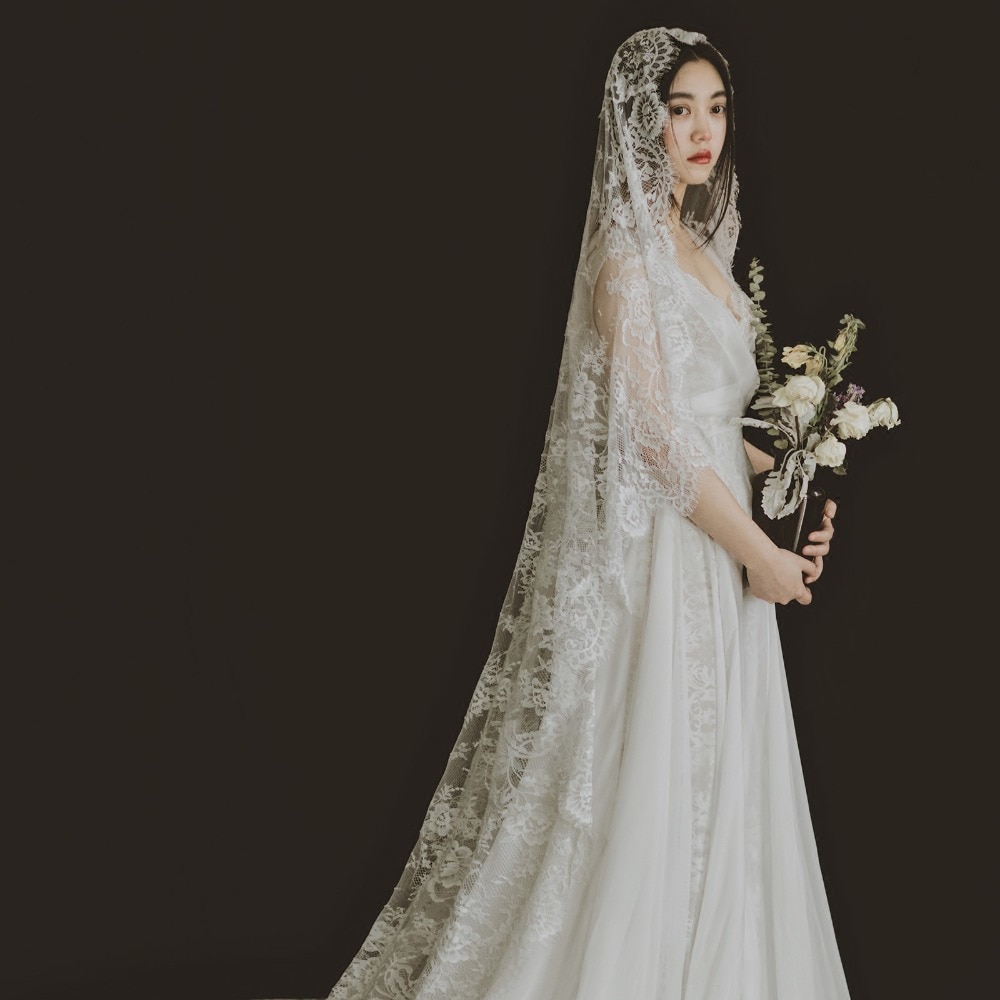 2 Layer Cut Edge Wedding Veil with Metal Comb in White ,Light Ivory