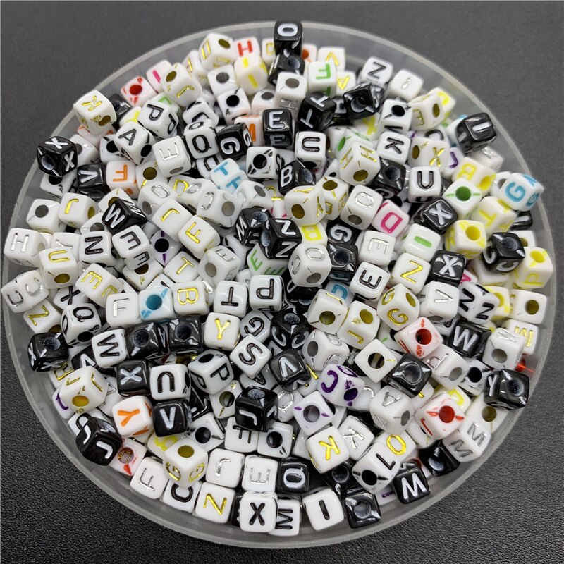 100 teile/los 5mm Acryl Abstandshalter Perlen knapp Perlen Platz Alphabet Perlen Für Schmuck Machen DIY Handgemachte Accessoires: 06
