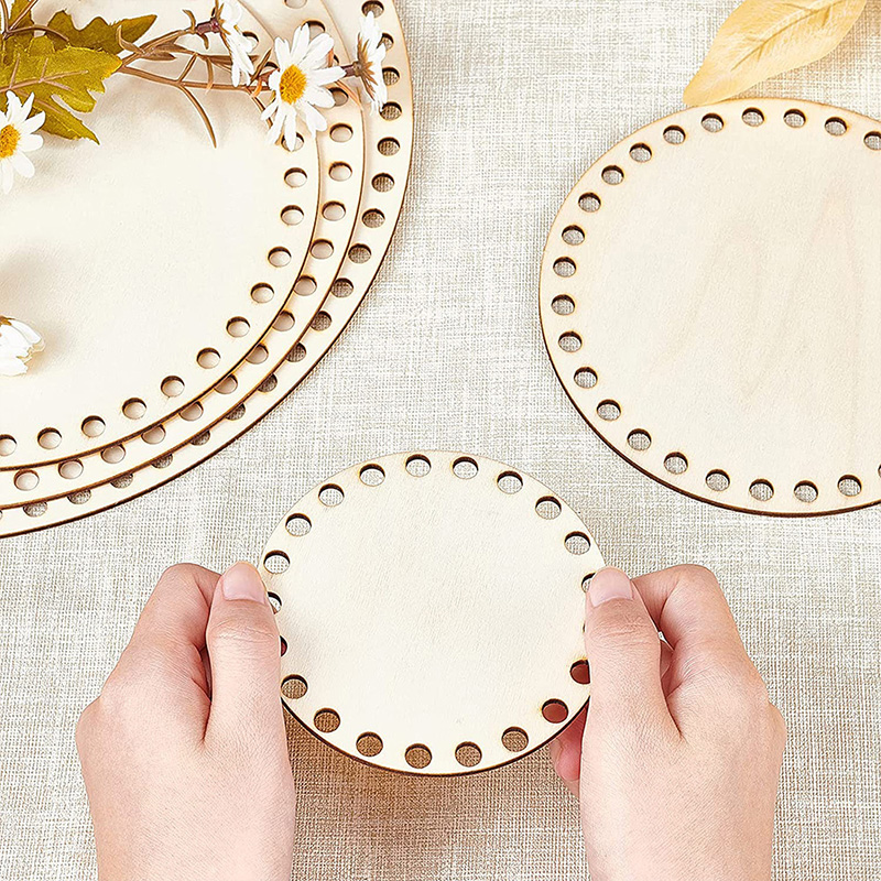 1pc Häkeln Holz Korb Basis Hand gewebte leer Unterseite Tasche Bord Kreative Diy Korb Weben Handwerk Machen Liefert