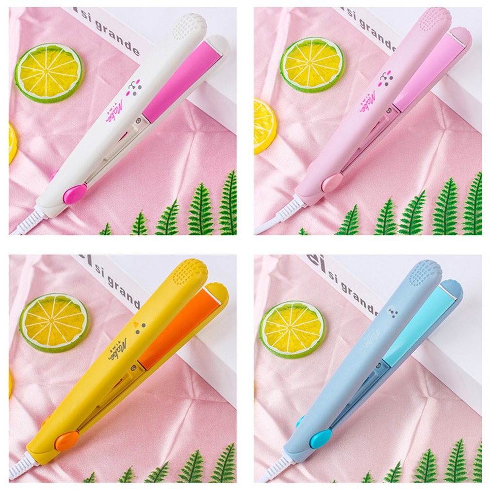 Portable frange défriser les cheveux dessin animé Mini droite Curl sèche et humide bigoudis Portable frange pince électrique rouleau
