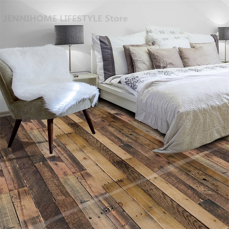 Houten Vintage Grain Stairway Vinyl Vloer Deur Sticker Adhesive Diy Waterdichte Trap Behang Voor Trappen Decal Home Decor