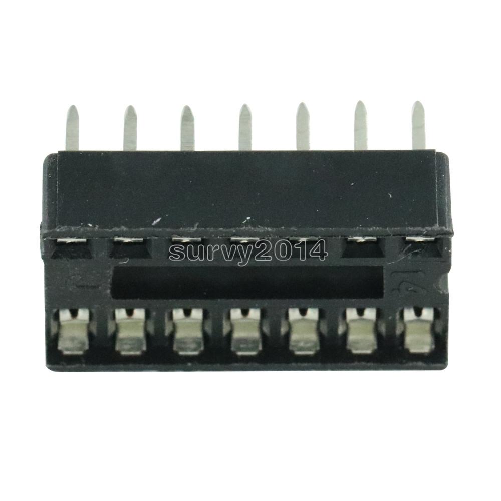 10PCS 14pin DIP IC Socket Adaptor Solder Type Socket Pitch Dual Wipe Contact