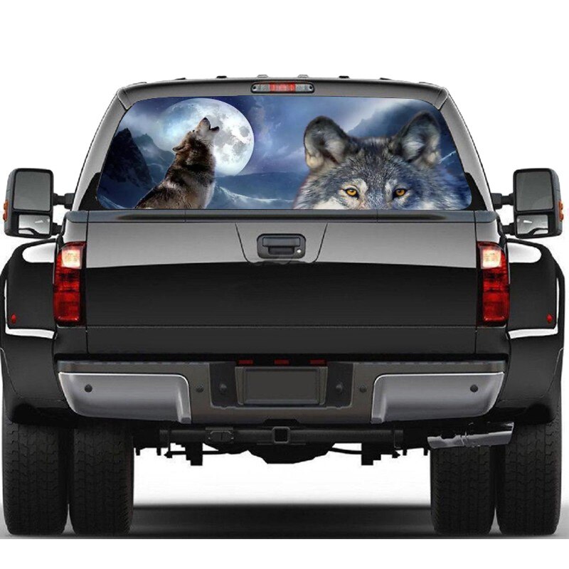 Autocollant de loup pour camion Jeep Suv, autocollant de pare-brise arrière 3D, décor d'affiche en verre de fenêtre arrière 57.9x18.1 pouces