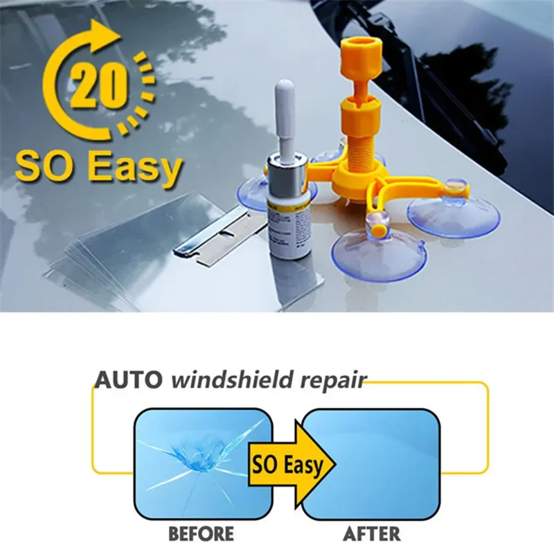 Auto Glas Reparatie Set Ruit Raam Chip Crack Polijstgereedschap Snelle Diy Windscherm Reparatie Tool Fix Hars Sealer Voor Alle Auto