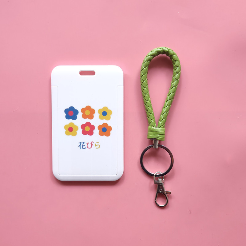Porte-cartes à fleur mignon, Japon et Corée du Sud, ensemble de cartes rouges net, porte-cartes d'identité, accessoires suspendus, lanière de chaîne continent, bricolage: BLEU CIEL