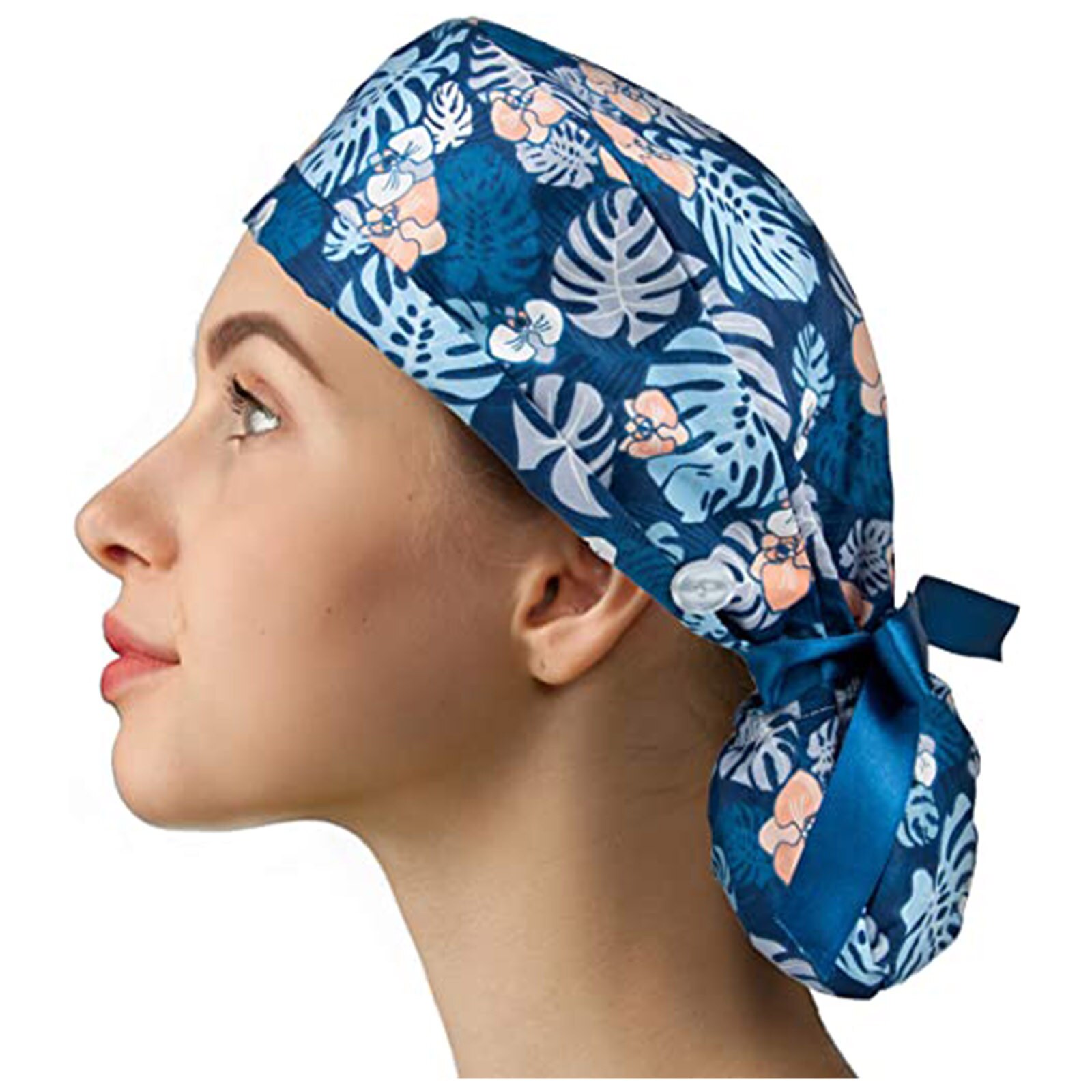 Vrouwen Lang Haar Werken Caps Met Knoppen Voor Masker Verstelbare Katoen Lint Stropdas Hoed Met Zweetband Scrub Cap Gorro Enfermera a2