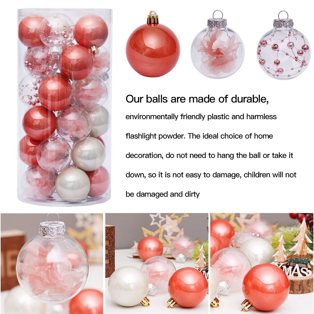 6cm 30pcs Christmas Tree Hanging Balls Home Office Mall Tree Plastic Balls Hanging Decor Ornament