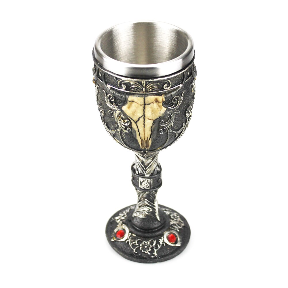 Gothic Wine Goblet Contain Dragon Claw Viking Skeleton Retro Stainless Steel&amp;Resin Wine Glass BEST Halloween Bar Drinkware
