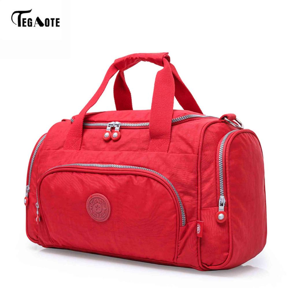 TEGAOTE Men's Travel Bag Zipper Luggage Travel Duffle Bag Latest Style Large Capacity Male Female Portable Travel Tote: Red