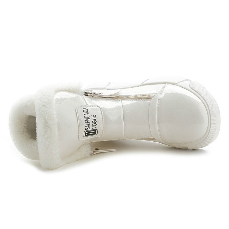 Vinter varme sko kvinne hvite joggesko høy topp glidelås vinter fløyel pels dame fritidssko svarte joggesko plattform