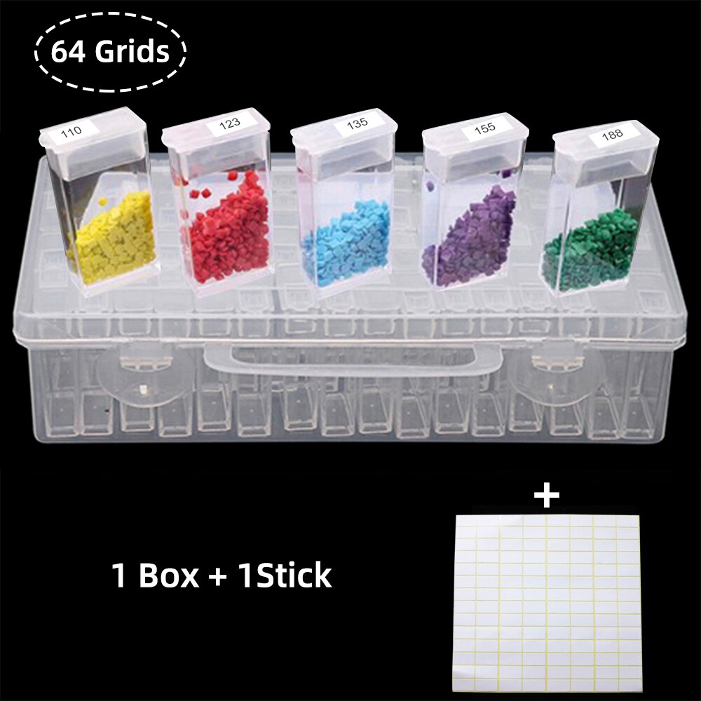 Diamond Embroidery Storage Box Diamond Painting Accessories Rhinestone Diamond Embroidery Stone Organizer Beads Container: 64grids