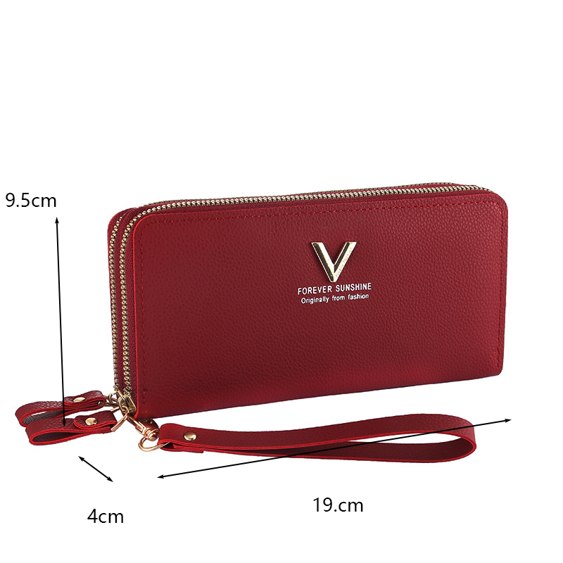 Große Kapazität Reiß verschluss Brieftasche Frauen lange Geldbörse Damen Clutch Umschlag Tasche Pu Leder Handy Multi-Card Geldbörse