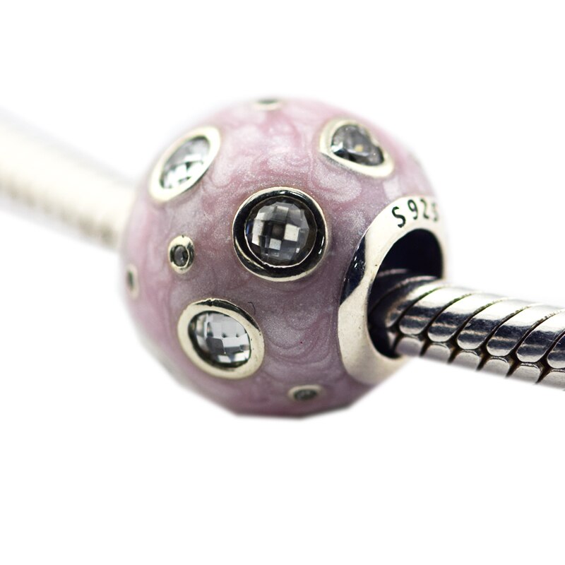 925 Original Silver Beads Pearlescent Pink Dreams Charm Fits European Woman DIY Bracelets Beads For Jewelry Making