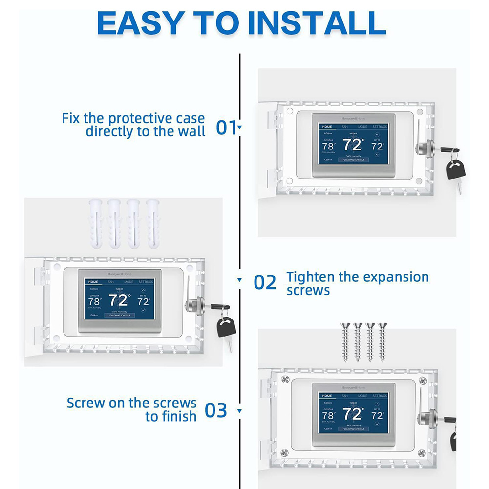 Universal Thermostat Lock Box with Key Thermostat Guard Large Thermostat Lock Box Cover AC Lock Box Cover for Thermostat on Wall