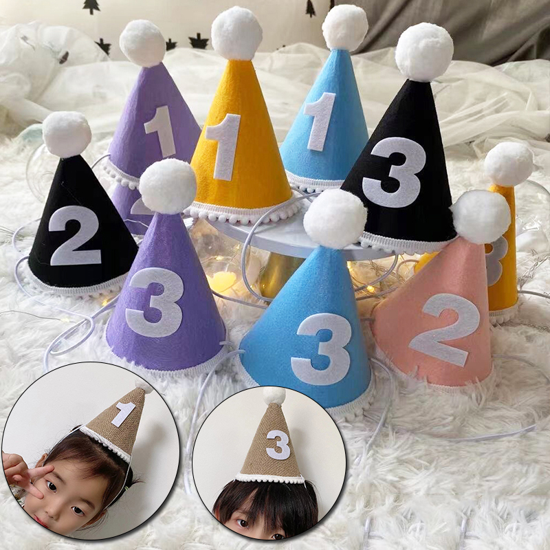Chapeau couronne d'anniversaire pour enfants, coiffe princesse Prince, décoration de fête prénatale, fournitures pour fête d'anniversaire, 1/2/3 ans