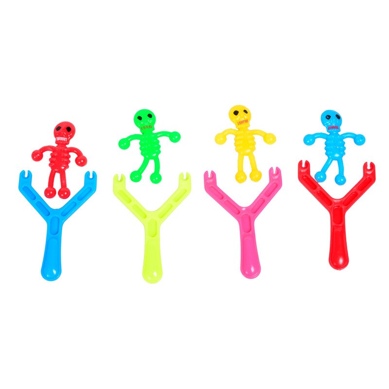 5pcs Novelty Gags & Practical Joke Toys Funny Rubber skeleton Stretchy launch Flying toys: Default Title